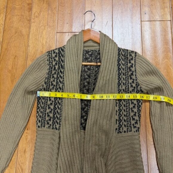 Albinaas Alpaca Womens Handmade Open Front Waterfall Brown Cardigan Size XS Peru - Picture 6 of 12